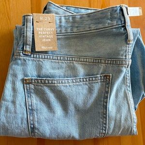 NWT Madewell Curvy Perfect Vintage Jean in Fitzgerald Wash